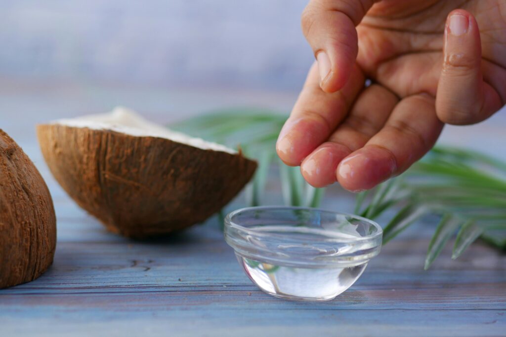 Clear Glass Bowl with White Liquid